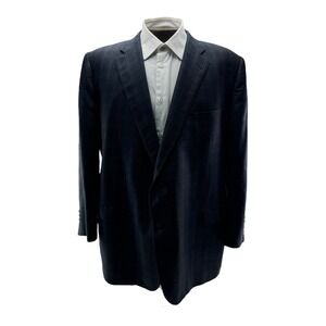 Samuelsohn Blue w/ White & Brown Check SB Como Silk Wool 2 Button Blazer Sz 50R